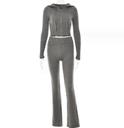 Lorina - Zip Up Hoodie, Low Rise Pant set