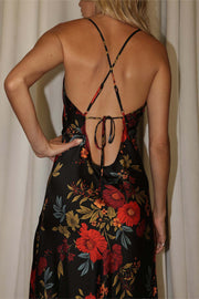 Natalia Black Floral Maxi Dress