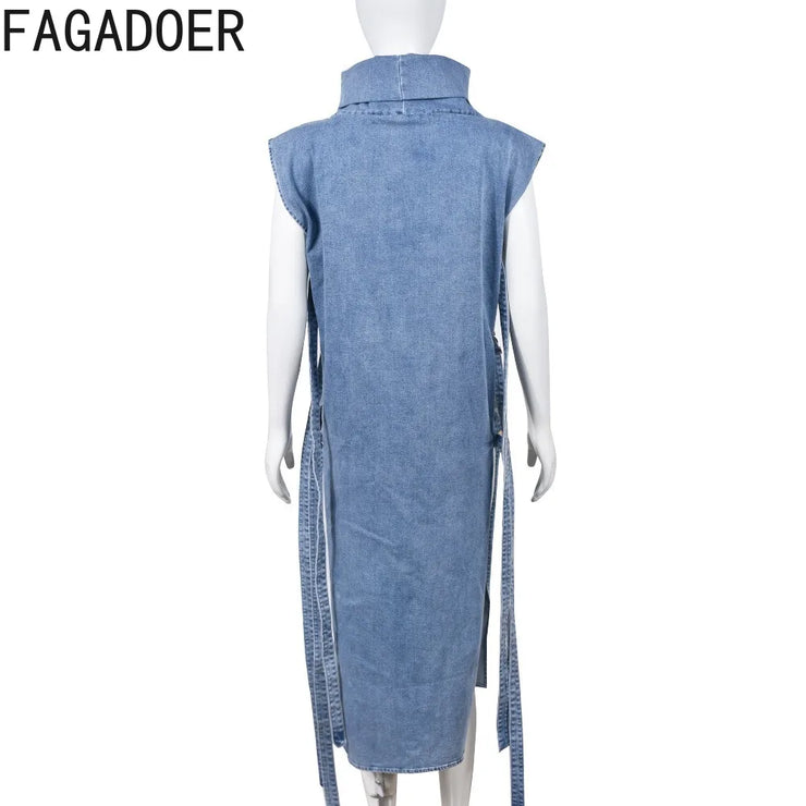 Frager Hollow Out Denim Dress