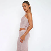 Sequined Crop Top & Skirt Set