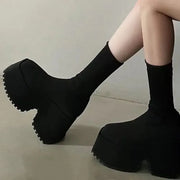 Knitted Wedge Platform Sock Boots