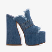 Denim High Heel Slippers