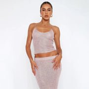 Sequined Crop Top & Skirt Set