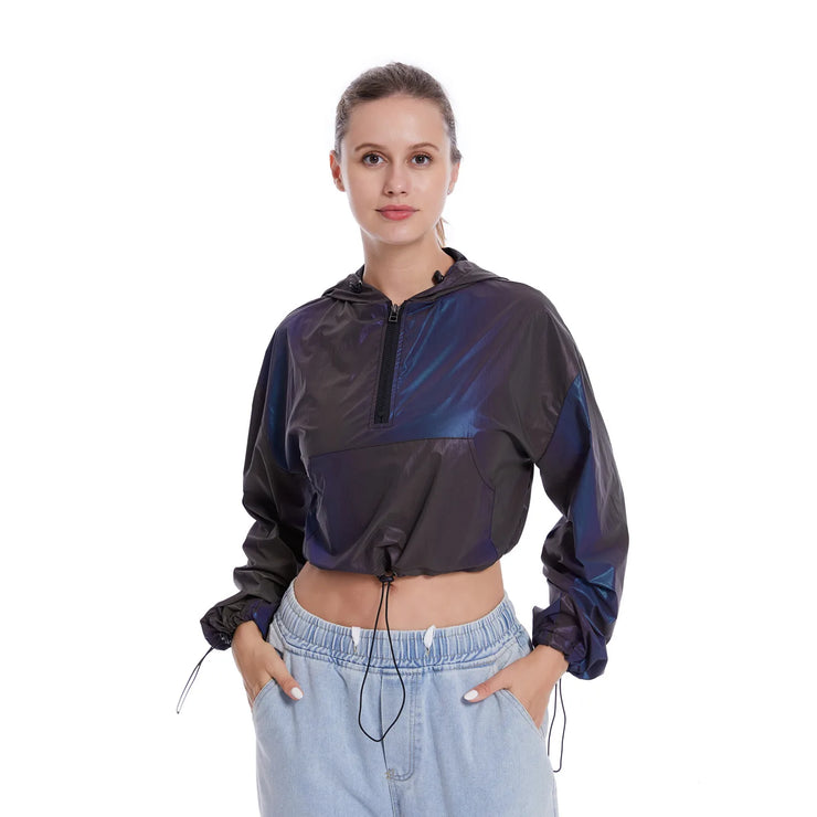 Color Reflective Cropped Jackets