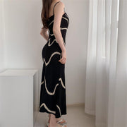 The Black Wave Mermaid Hem Knit Midi Dress